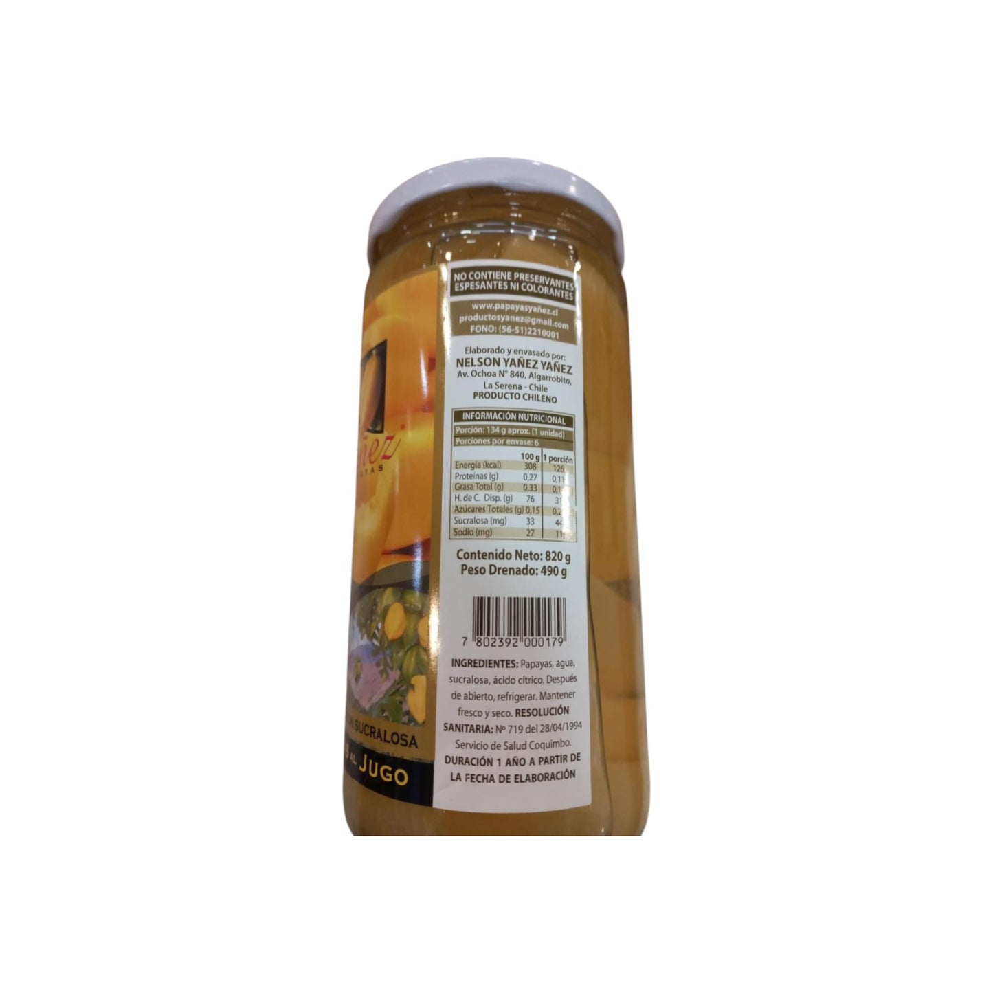 Papayas premium al jugo Yáñez 820 ml