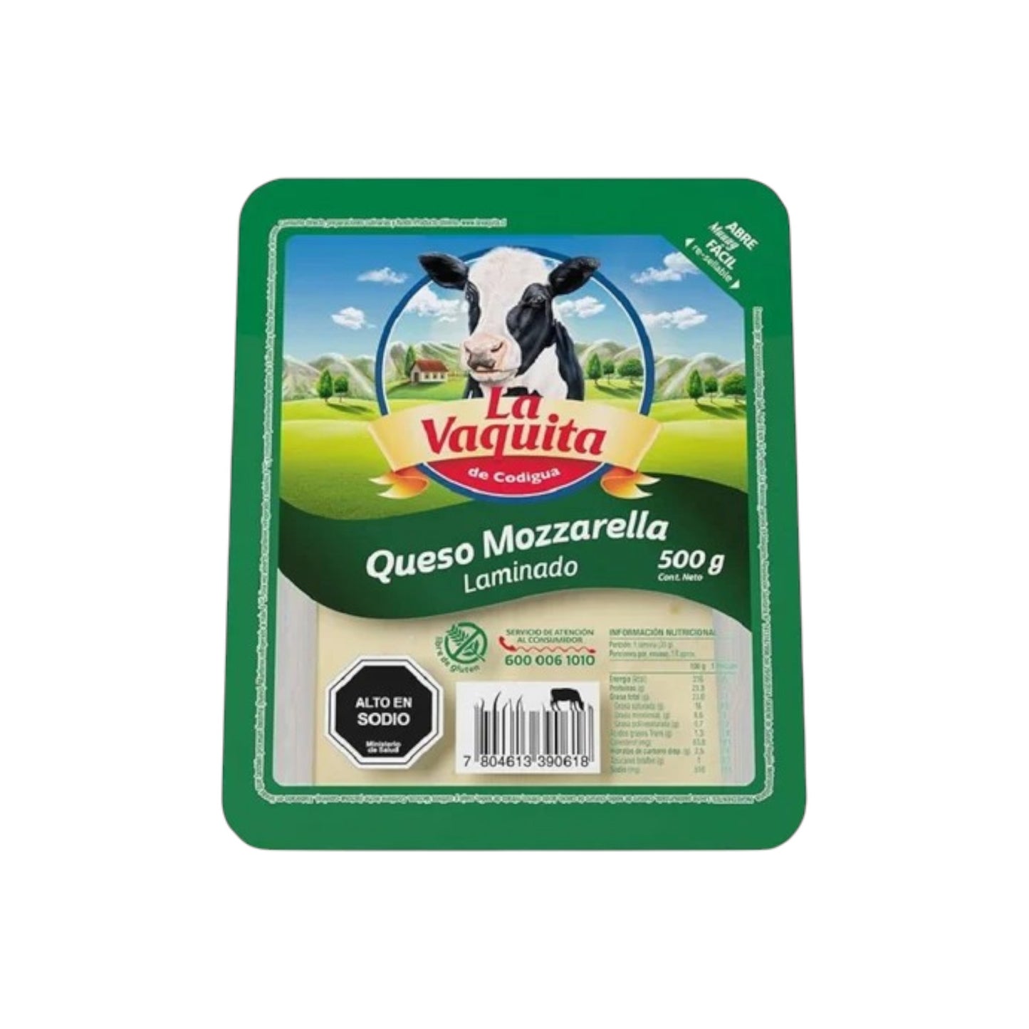 Queso mozzarella laminado La Vaquita 500 g