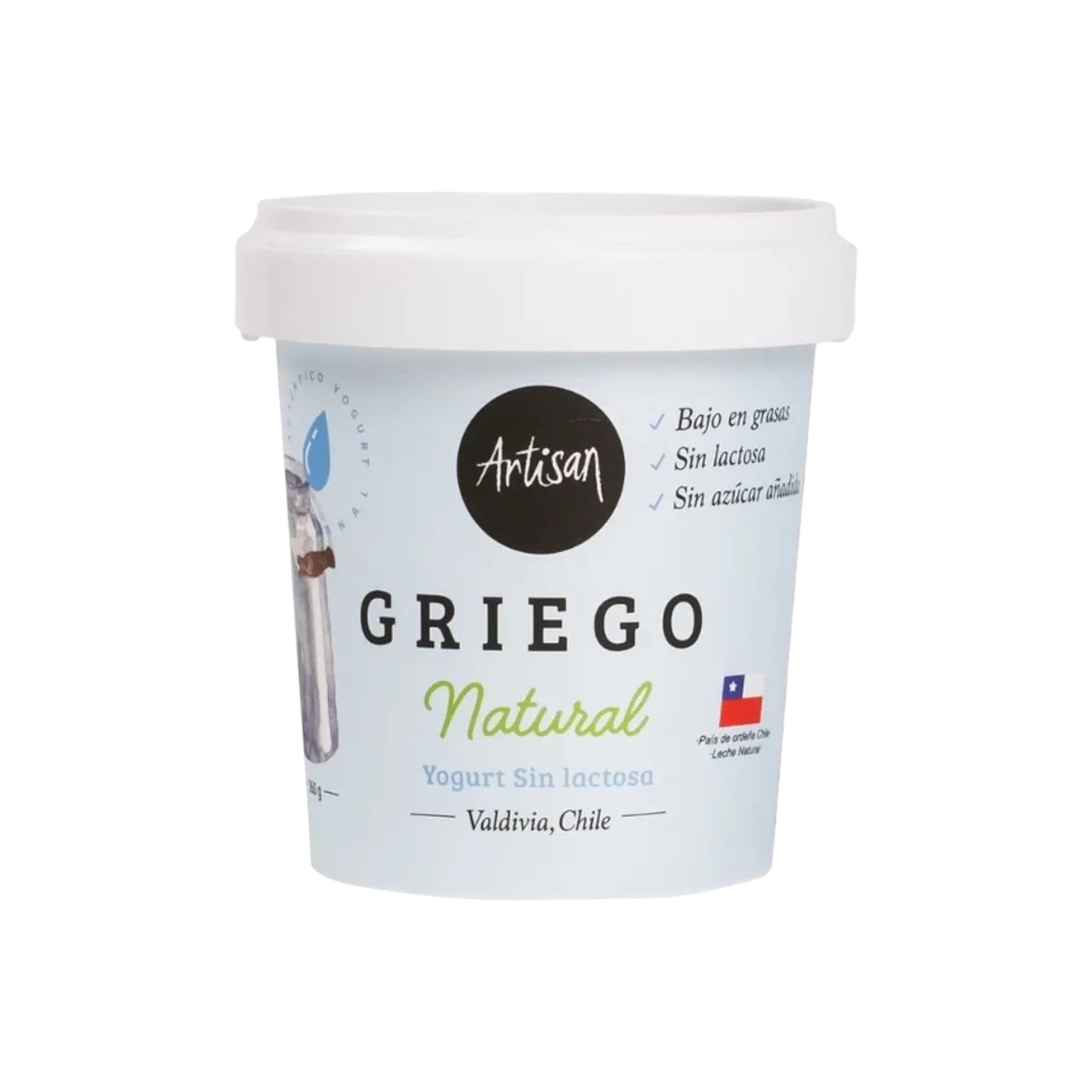 Yogurt griego natural sin lactosa Artisan 360 g